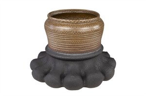 Casa Padrino Luxus Vase Braun  34-50 x H. 14-35,5 cm - Breite organisch geformte Deko Vase aus Steingut in Braun - Luxus Deko Accessoires