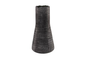 Casa Padrino Luxus Vase Grau  26,5 x H. 53 cm - Hohe Deko Vase aus massivem Farbglas in dunklem Grau - Luxus Deko Accessoires
