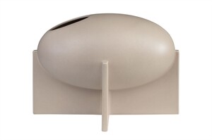 Casa Padrino Luxus Vase Grau 30 x 18 x H. 21 cm - Breite Steingut Vase der OVO Serie mit Grey Sand Glasur - Luxus Deko Accessoires