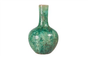 Casa Padrino Luxus Vase Gr�n  21 x H. 32 cm - Schlanke Deko Vase aus Steingut in Gr�n - Luxus Deko Accessoires