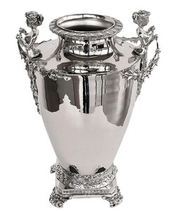 Casa Padrino Luxus Vase Mod 2 Engel Silber 28 cm - 28 cm - H. 39 cm - Hotel Dekoration - Luxus Blumengef�ss 