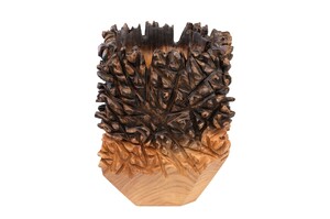 Casa Padrino Luxus Vase Naturfarben 30 x 30 x H. 40 cm - Massive Vase Sui aus hochwertigem Teakholz - Luxus Deko Accessoires
