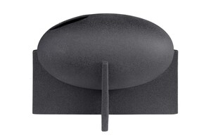 Casa Padrino Luxus Vase Schwarz 30 x 18 x H. 21 cm - Breite Steingut Vase der OVO Serie mit Black Diamond Glasur - Luxus Deko Accessoires