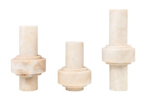 Casa Padrino Luxus Vasen 3er Set  13 x H. 20 / 25 / 31 cm - Drei Vasen aus hochwertigem mattem Onyx - Luxus Deko Accessoires