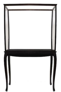 Casa Padrino Luxus Modellschiff Vitrine Schwarz 103 x 36 x H. 173 cm - Modelboot Glasvitrine - Segelschiff Vitrine - Holzschiff Vitrine - Modellbau Vitrine - Modellbau Deko Accessoires