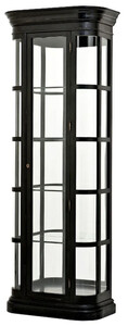 Casa Padrino Luxus Vitrine Schwarz 87,5 x 44,5 x H. 238 cm - Ovaler Massivholz Vitrinenschrank mit Glastr und Glasregalen - Luxus Mbel - Luxus Qualitt