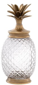Casa Padrino Luxus Vorratsglas mit Deckel im Ananas Design Vintage Messingfarben  16,5 x H. 36,5 cm - Designer Deko Accessoires