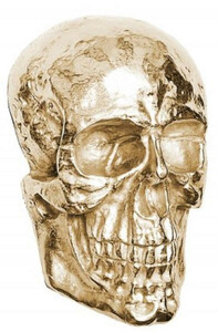 Casa Padrino Designer Metall Wanddeko Skulptur Totenkopf Gold 30 x 20 x H. 40 cm - Metall Wanddeko Figur Skull
