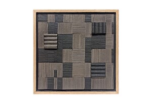 Casa Padrino Luxus Wanddekoration Braun / Schwarz 40 x 4 x H. 40 cm - Handgeflochtenes Wandrelief Lena aus Wasserhyazinthe mit Eichenfurnier Rahmen - Luxus Deko Accessoires