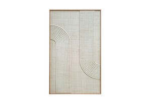 Casa Padrino Luxus Wanddekoration Naturfarben 75 x 4 x H. 122 cm - Wandrelief Elias aus Palmengeflecht mit Rahmen aus Eichenfurnier - Luxus Deko Accessoires