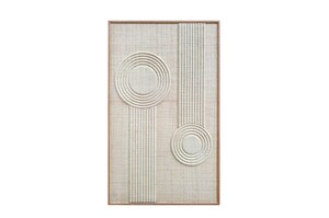 Casa Padrino Luxus Wanddekoration Naturfarben 75 x 4 x H. 122 cm - Wandrelief Erik aus Palmengeflecht mit Rahmen aus Eichenfurnier - Luxus Deko Accessoires
