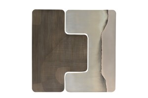 Casa Padrino Luxus Wanddekoration Silber 107,5 x 2,5 x H. 106,5 cm - Zweiteiliges Wandrelief Anchor aus Stahl mit ge�tztem Antik-Nickel und Silber Finish - Luxus Deko Accessoires
