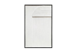 Casa Padrino Luxus Wanddekoration Wei� 60 x 4 x H. 95 cm - Wandrelief Oliver aus Bananenrinde mit Holzrahmen - Luxus Deko Accessoires