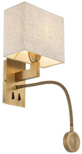 Casa Padrino Luxus Wandleuchte Antik Messing / Beige 19 x 17 x H. 32 cm - Wandlampe mit schwenbarer LED Leseleuchte - Hotel Leuchten - Luxus Leuchten - Luxus Wandleuchten - Luxus Qualitt