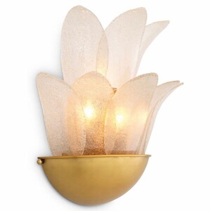 Casa Padrino Luxus Wandleuchte Antik Messing / Hellgrau H. 40 cm - Luxus Leuchten