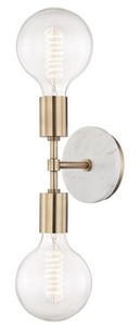 Casa Padrino Luxus Doppel Wandleuchte Antik Messingfarben / Wei� 12,7 x 16,5 x H. 50,8 cm - Hotel & Restaurant Wandlampe