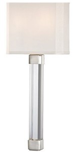 Casa Padrino Luxus Wandleuchte Silber / Wei� 22,9 x 10,2 x H. 54,6 cm - Moderne Wandlampe mit Kristallglas und Seiden Lampenschirm