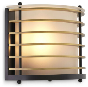 Casa Padrino Luxus Wandleuchte Antik Messingfarben / Schwarz 26,5 x 19 x H. 22,5 cm - Halbrunde Kupfer Wandleuchte mit Milchglas - Hotel & Restaurant Wandleuchte