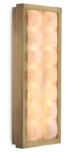 Casa Padrino Luxus Wandleuchte Antik Messing / Alabaster H. 38 cm, B. 15 cm, T. 6 cm