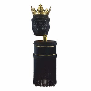 Casa Padrino Luxus Wandleuchte Affenkopf mit Krone Schwarz / Gold H. 72 cm