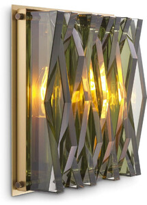 Casa Padrino Luxus Wandleuchte Antik Messingfarben / Gr�n 24 x 9 x H. 24 cm - Elegante Metall Wandlampe mit Glas Lampenschirm - Luxus Leuchten