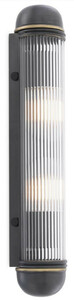 Casa Padrino Luxus Wandleuchte Bronzefarben 7 x 7,5 x H. 40 cm - Elegante Metall Wandlampe mit Glas Lampenschirm - Luxus Leuchten