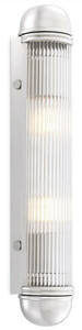Casa Padrino Luxus Wandleuchte Silber 7 x 7,5 x H. 40 cm - Elegante Metall Wandlampe mit Glas Lampenschirm - Luxus Leuchten
