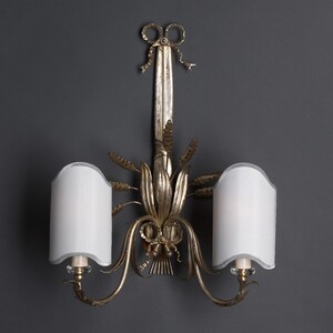 Casa Padrino Luxus Wandleuchte Gold-Silber B. 45 x H. 54 cm - Handgefertigte Wandleuchte aus Schmiedeeisen mit Weizen�hren - Luxus Kollektion - Edel & Prunkvoll