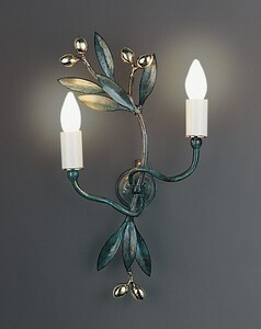 Casa Padrino Luxus Wandleuchte Messing Poliert B. 25 x H. 46 cm - Handgefertigte Wandleuchte aus Schmiedeeisen mit Olivenzweigen - Luxus Kollektion - Edel & Prunkvoll