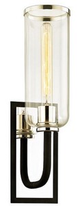 Casa Padrino Luxus Wandleuchte Schwarz / Silber 14 x 15,9 x H. 50,2 cm - Hotel & Restaurant Lampe mit Glas Lampenschirm