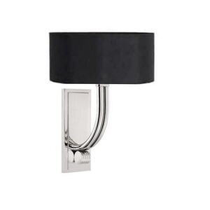 Casa Padrino Luxus Wandleuchte Silber / Schwarz 14 x 13 x H. 40 cm - Wandleuchte mit ovalem Lampenschirm