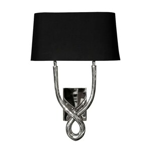 Casa Padrino Luxus Wandleuchte Silber / Schwarz 18 x 13 x H. 48 cm - Zweiarmige Wandleuchte mit Lampenschirm
