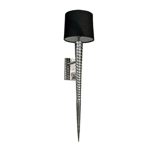 Casa Padrino Luxus Wandleuchte Silber / Schwarz 20 x 13 x H. 85 cm - Fackel Wandleuchte mit Lampenschirm