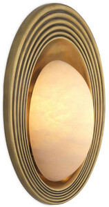 Casa Padrino Luxus Wandleuchte Vintage Messing / Alabaster 25 x 10 x H. 45 cm - Ovale Wandlampe - Wohnzimmer Wandleuchte - Hotel Wandleuchte - Restaurant Wandleuchte - Luxus Leuchten