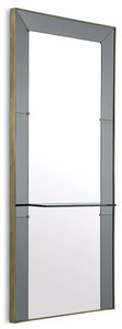 Casa Padrino Luxus Wandspiegel Grau / Antik Messing 100 x H. 217 cm - Rechteckiger Garderoben Spiegel mit Glasregal - Badezimmer Spiegel - Garderoben Mbel - Badezimmer Mbel - Luxus Mbel
