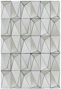 Casa Padrino Designer Wandspiegel Silber 80 x 7 x H. 120 cm - Moderner Wohnzimmer Spiegel mit geometrischen Formen - Luxus Deko Accessoires