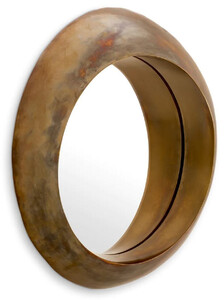 Casa Padrino Luxus Aluminium Wandspiegel Vintage Messing  50 cm - Runder Wohnzimmer Spiegel - Schlafzimmer Spiegel - Garderoben Spiegel - Luxus M�bel - Luxus Einrichtung