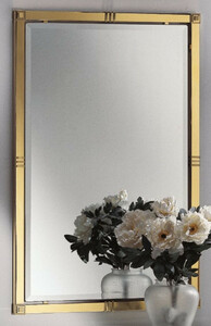 Casa Padrino Luxus Wandspiegel Messingfarben 65 x H. 100 cm - Rechteckiger Messing Spiegel - Wohnzimmer Spiegel - Schlafzimmer Spiegel - Garderoben Spiegel - Luxus Mbel