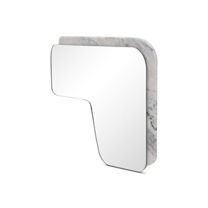 Casa Padrino Luxus Wandspiegel Wei� 90 x 90 x H. 4 cm - Wandspiegel mit Marmor - Moderne Wohnzimmer M�bel - Luxus Qualit�t