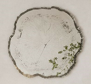 Casa Padrino Luxus Wandspiegel im Baumscheiben Design Wei� / Schwarz 80 x 2,5 x H. 78 cm - Wohnzimmer Spiegel - Schlafzimmer Spiegel - Garderoben Spiegel - Luxus M�bel - Luxus Interior