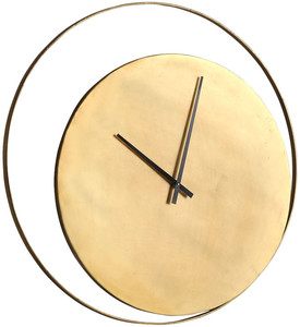 Casa Padrino Designer Wanduhr Gold  80 cm - Runde Industrial Design Metall Uhr - Wohnzimmer Deko Accessoires