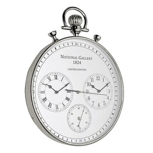 Casa Padrino Luxus Wanduhr Silber 51 x 5 x H. 52 cm - Runde Wanduhr im Design einer antiken Taschenuhr
