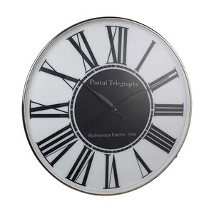 Casa Padrino Luxus Wanduhr Wei� / Schwarz  61 cm - Gro�e runde Wanduhr mit r�mischen Ziffern