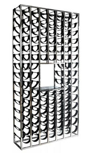 Riesiges Casa Padrino Luxus Weinflaschen Regal Silber / Schwarz 114 x 32 x H. 220 cm - Weinregal