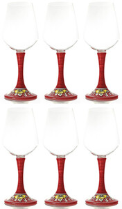 Casa Padrino Luxus Weinglas 6er Set Rot / Mehrfarbig H. 23,5 cm - Handgefertigte & handbemalte Weinglser - Hotel & Restaurant Accessoires - Luxus Qualitt - Made in Italy