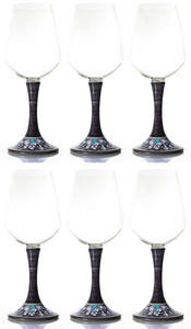 Casa Padrino Luxus Weinglas 6er Set Schwarz / Mehrfarbig H. 23,5 cm - Handgefertigte & handbemalte Weinglser - Hotel & Restaurant Accessoires - Luxus Qualitt - Made in Italy