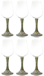 Casa Padrino Luxus Weinglas 6er Set Olivgrn / Mehrfarbig H. 23,5 cm - Handgefertigte & handbemalte Weinglser - Hotel & Restaurant Accessoires - Luxus Qualitt - Made in Italy