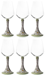 Casa Padrino Luxus Keramik Weinglas 6er Set Olivgrn / Mehrfarbig H. 23,5 cm - Handgefertigte & handbemalte Weinglser - Hotel & Restaurant Accessoires - Luxus Qualitt - Made in Italy