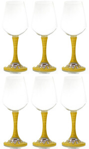 Casa Padrino Luxus Weinglas 6er Set Gelb / Mehrfarbig H. 23,5 cm - Handgefertigte & handbemalte Weinglser - Hotel & Restaurant Accessoires - Luxus Qualitt - Made in Italy