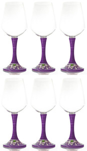 Casa Padrino Luxus Weinglas 6er Set Lila / Mehrfarbig H. 23,5 cm - Handgefertigte & handbemalte Weinglser - Hotel & Restaurant Accessoires - Luxus Qualitt - Made in Italy